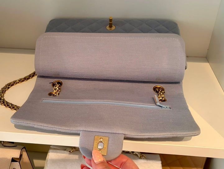 CHANEL Light Blue Jersey Reissue Flap Bag GHW