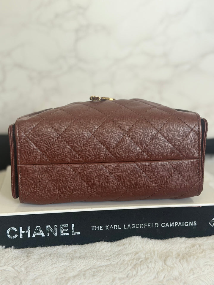 CHANEL 26S Brown Caviar Mini 25 Hobo Bag with Aged GHW 2026