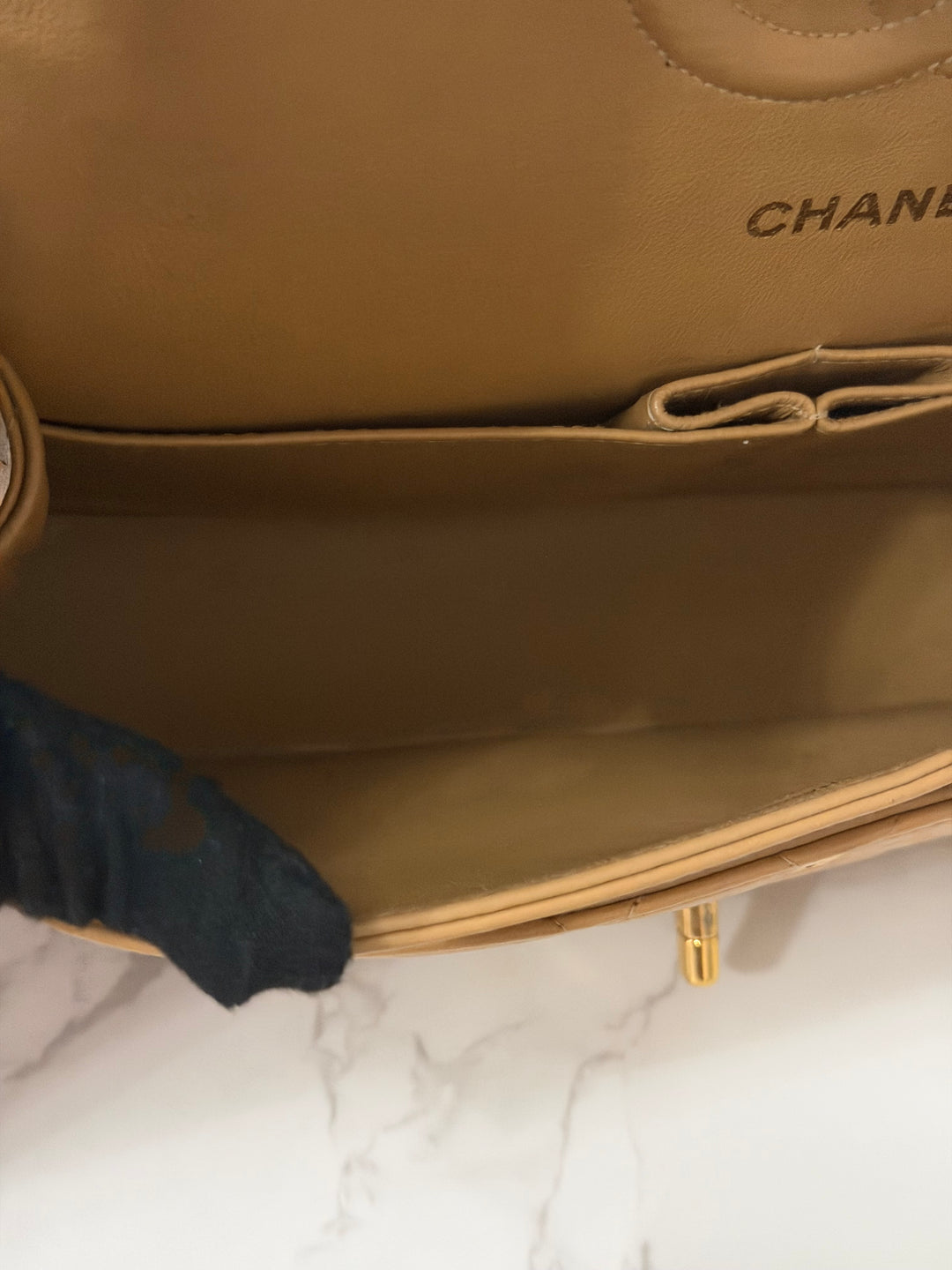 CHANEL series 4 Vintage 24K GHW Dark Beige Lambskin Timeless Classic Medium Double Flap Bag