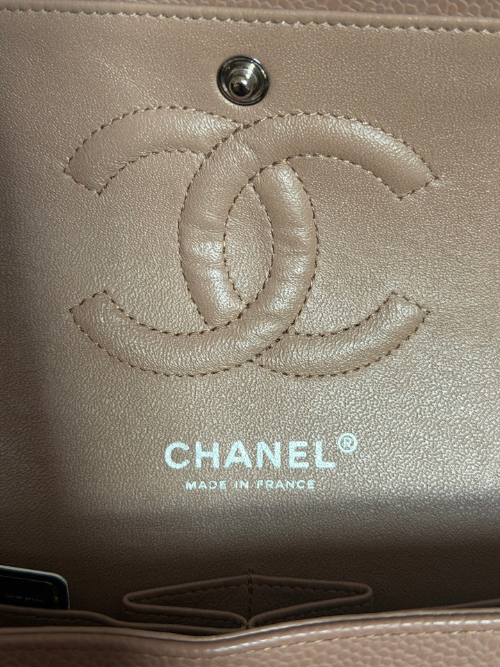 CHANEL series 13 Dark Beige Taupe Caviar SHW Medium ML Classic Double Flap Bag 2011