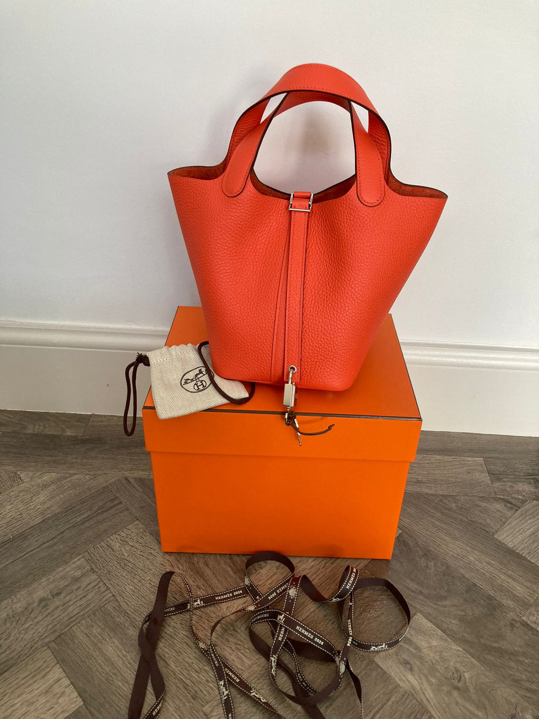 Hermes Picotin 18 in Orange Poppy leather with Palladium Hardware stamp B (2024)