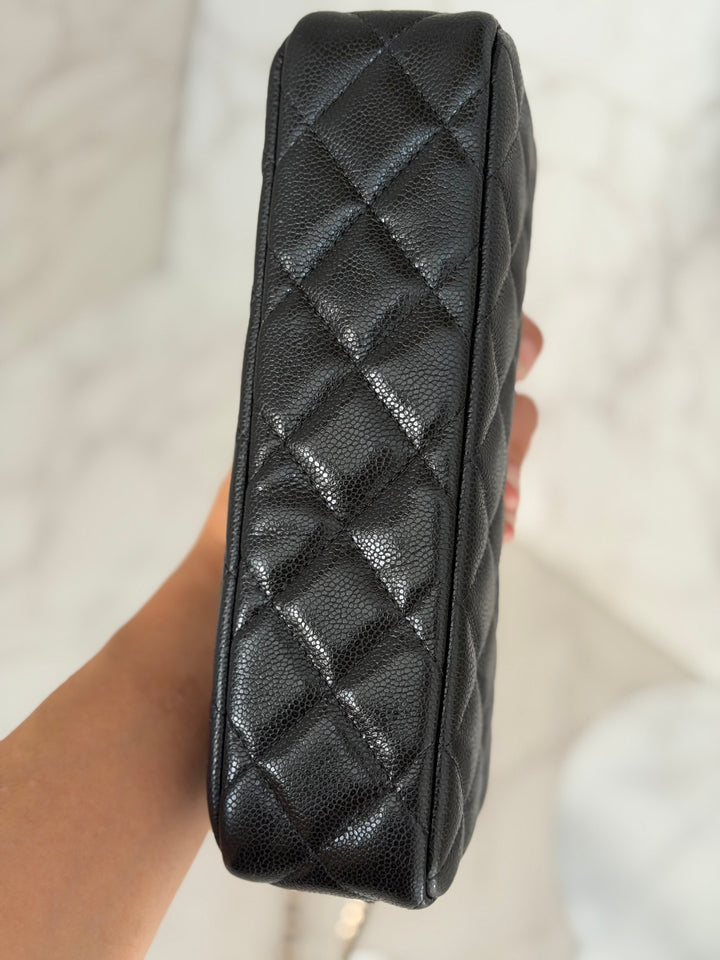 CHANEL New style Clutch/Wallet on Chain WOC in Black caviar LGHW and Burgundy lining 2025