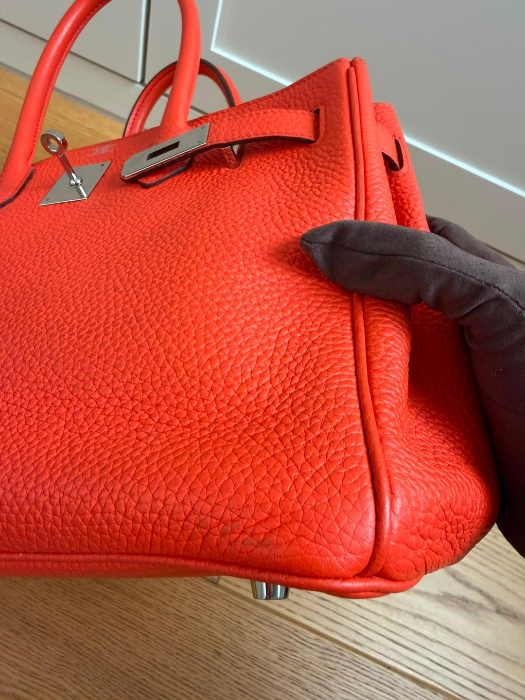 HERMÈS Orange Togo Leather PHW Birkin 30 Stamp X 2016