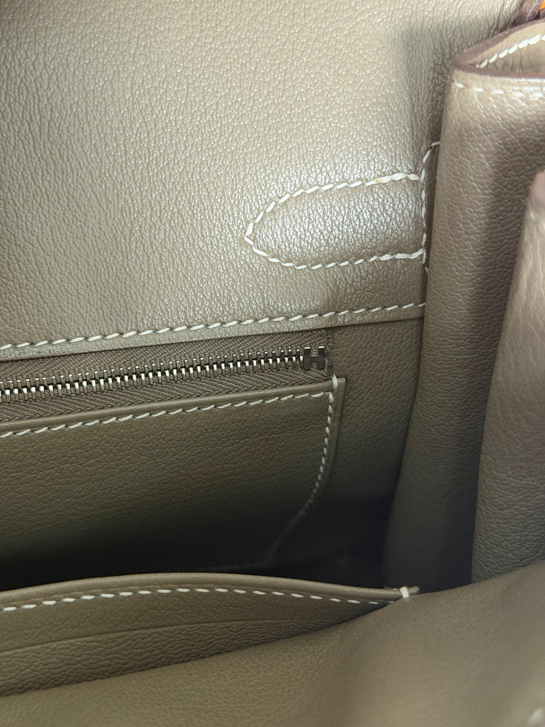 Hermès Etoupe Togo Leather PHW Birkin 30 Stamp A 2017