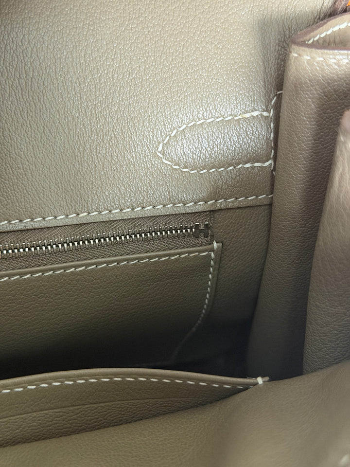 Hermès Etoupe Togo Leather PHW Birkin 30 Stamp A 2017