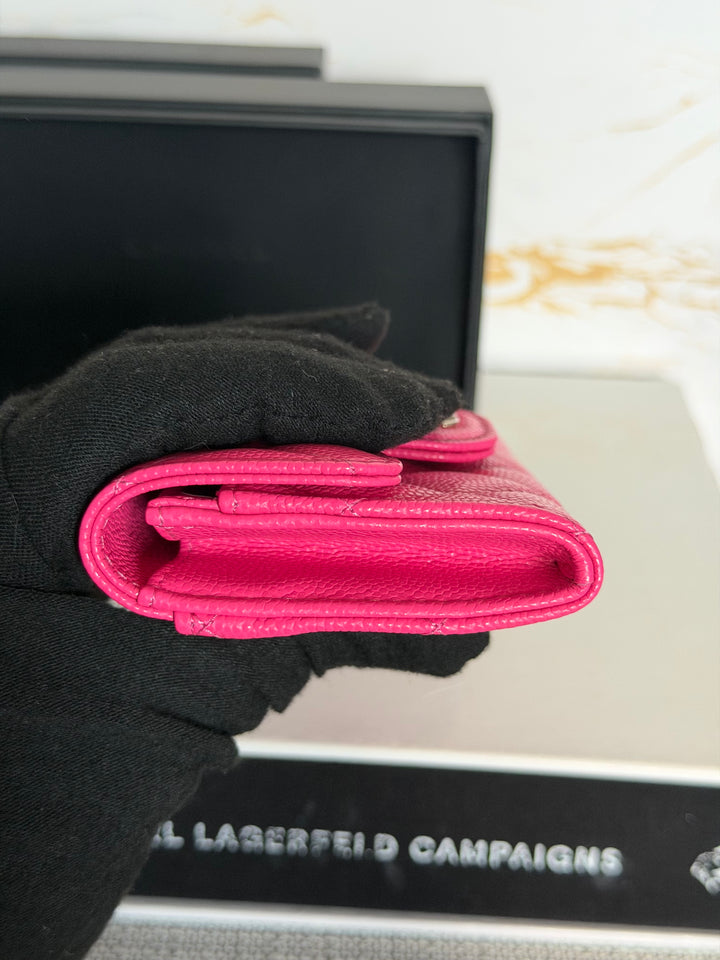 CHANEL Pink Caviar LGHW Classic Flap Snap Card Holder 2022 22K collection