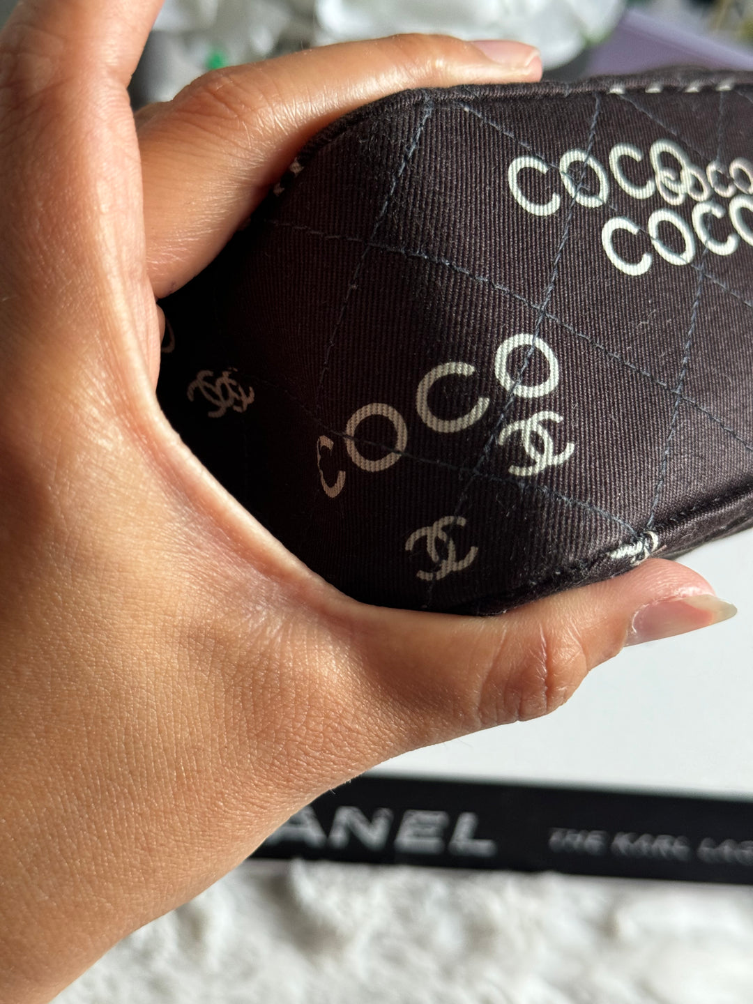 Chanel series 7 2002/2003 Black Canvas Quilted COCO Medium Classic Flap Light Gold Hardware