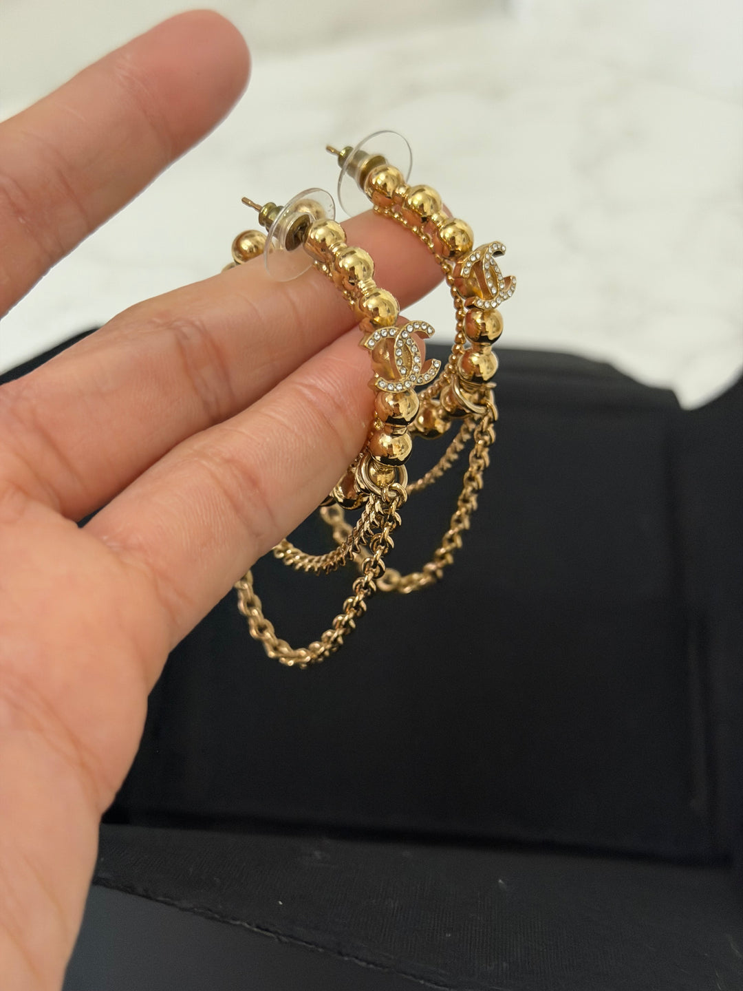 CHANEL 22C Gold Beads Earrings