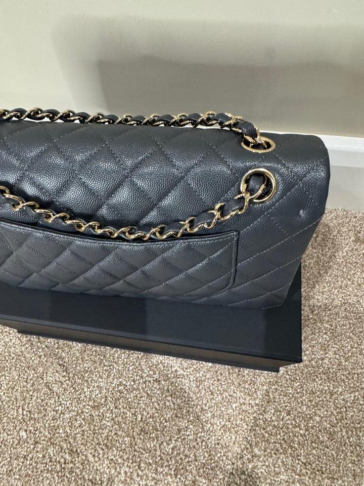 CHANEL 21B 2021 Dark Grey Caviar LGHW Medium ML Timeless Classic Double Flap Bag