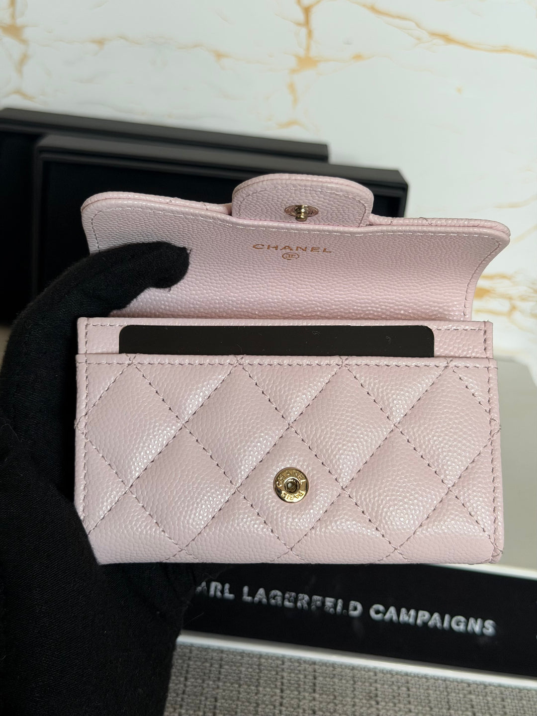 Chanel 22P Pink Caviar LGHW Classic Snap Flap Card Holder 2022