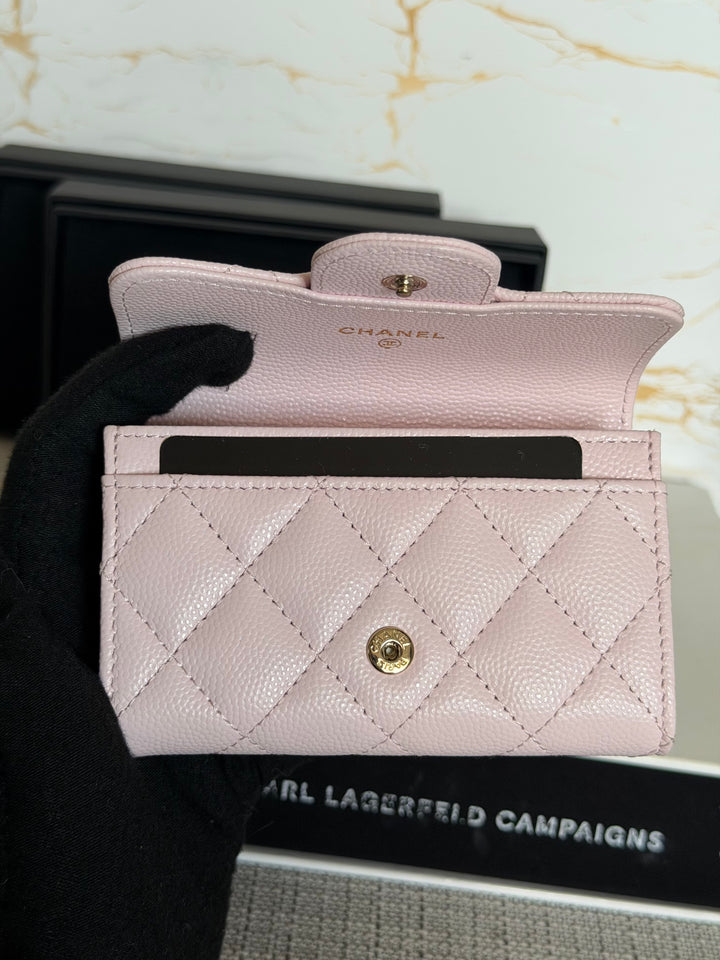 Chanel 22P Pink Caviar LGHW Classic Snap Flap Card Holder 2022