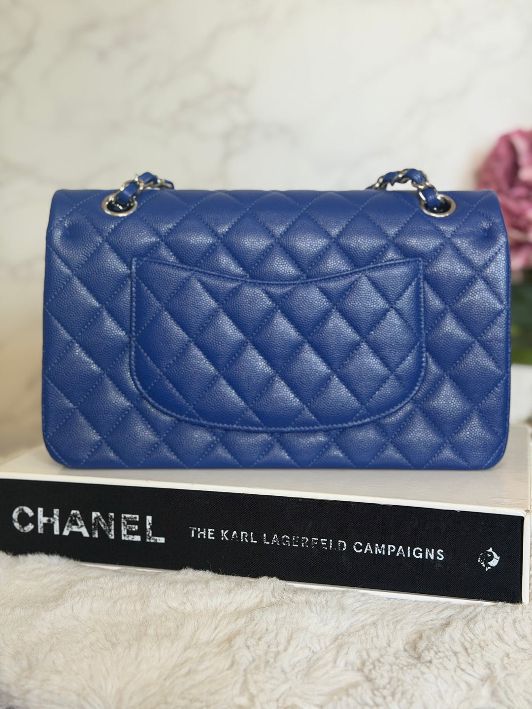 CHANEL Dark Blue Caviar SHW Medium ML Classic Timeless Double Flap Bag 21K collection 2021