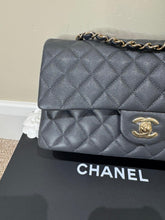 Load image into Gallery viewer, CHANEL 21B 2021 Dark Grey Caviar LGHW Medium ML Timeless Classic Double Flap Bag

