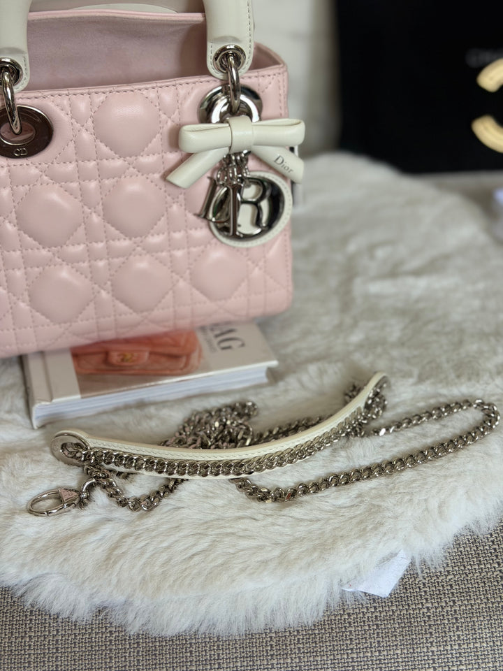 DIOR Mini Lady Dior Two Tone Latte and Rose Tendre SHW 2025