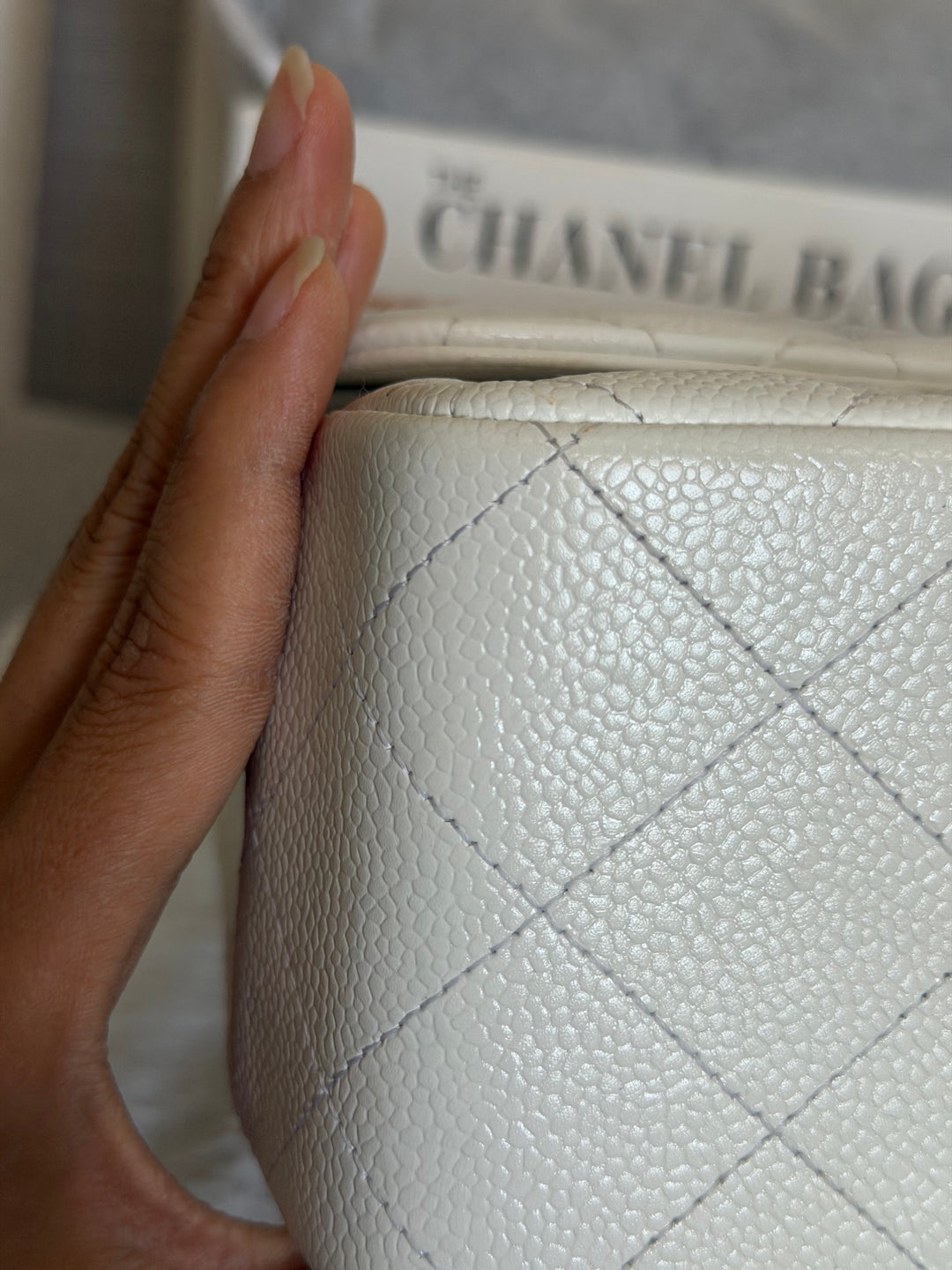 CHANEL White Caviar GHW Jumbo Double Flap Classic Bag 2010