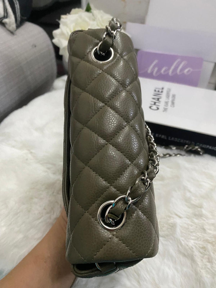 Chanel series 17 2012 Khaki Green Caviar SHW Mini Rectangular Flap Bag