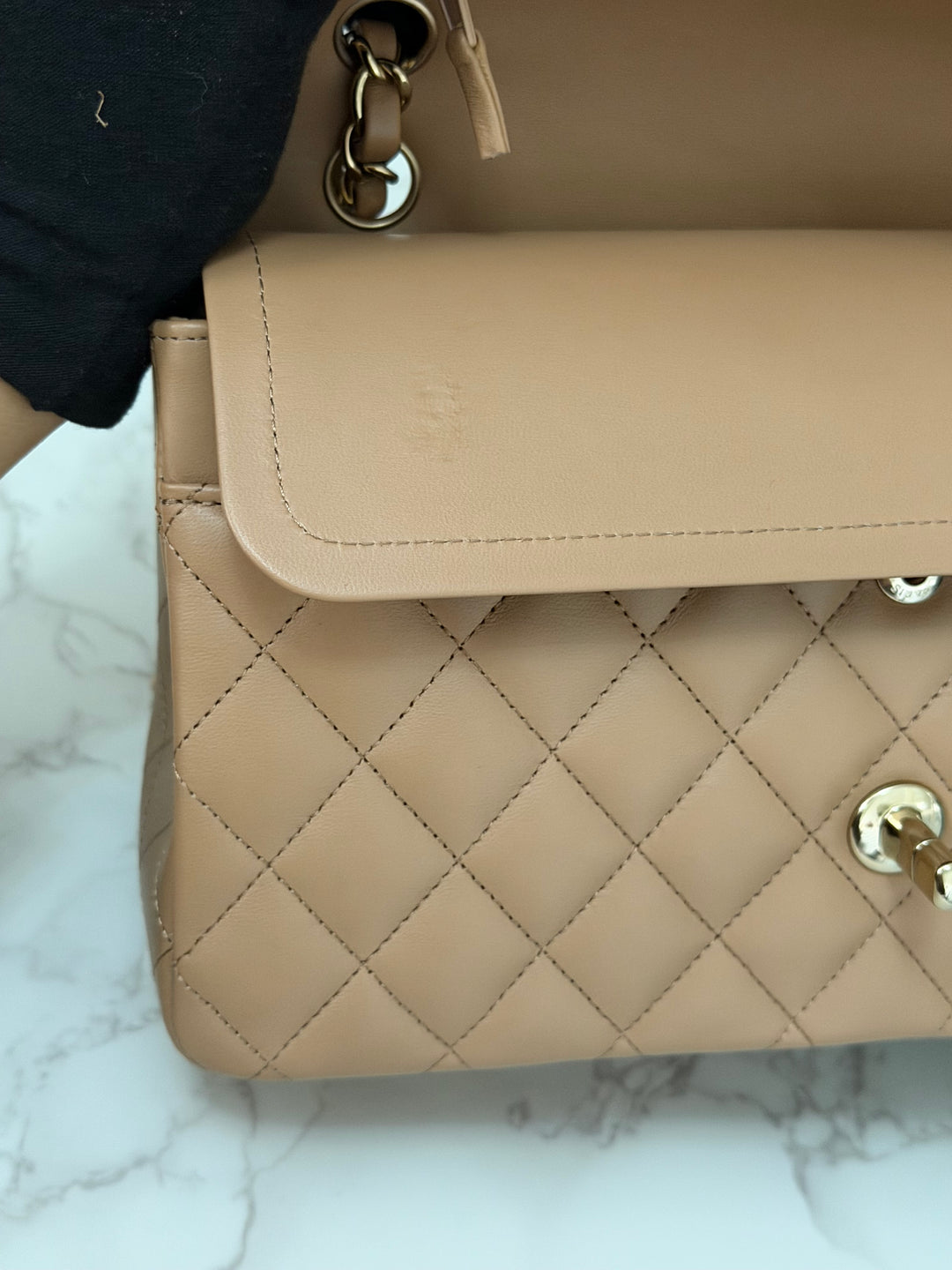 CHANEL 22K collection 2022 Dark Beige Lambskin LGHW Medium ML Timeless Classic Double Flap Bag