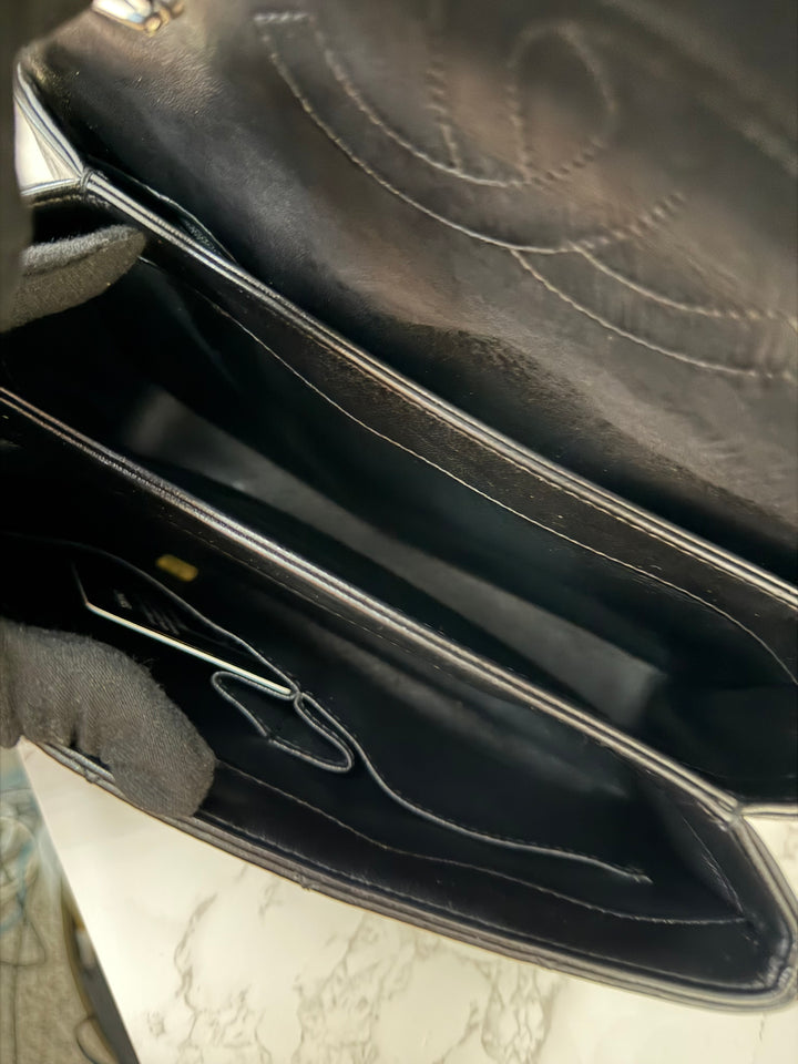 CHANEL series 24 Black Lambskin Silver HW Trendy CC Top Handle Flap Bag with Top Handle and detachable chain