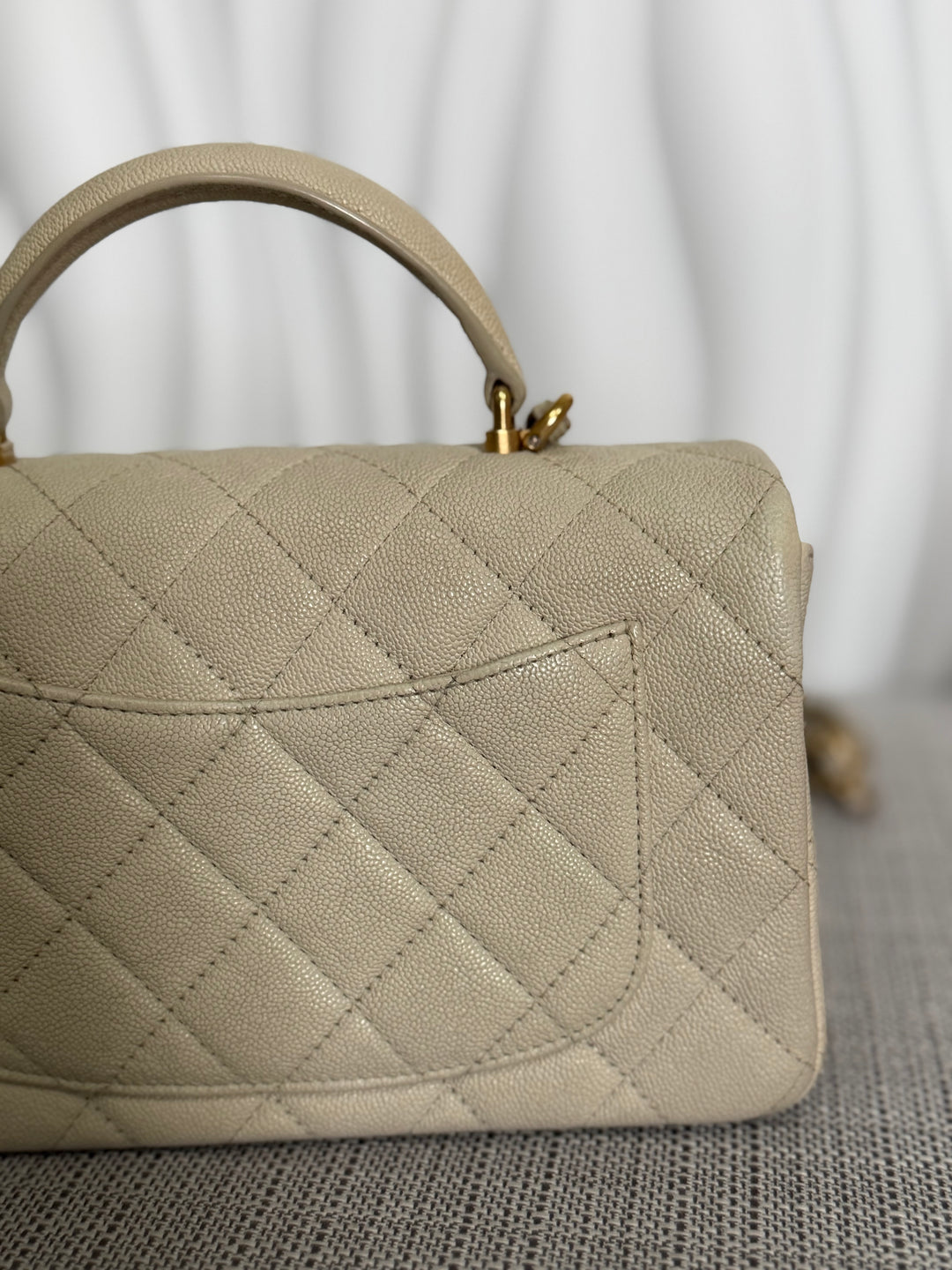 CHANEL 21S series 31 Beige Caviar Aged GHW Mini Rectangular Flap Bag with Top Handle 2021