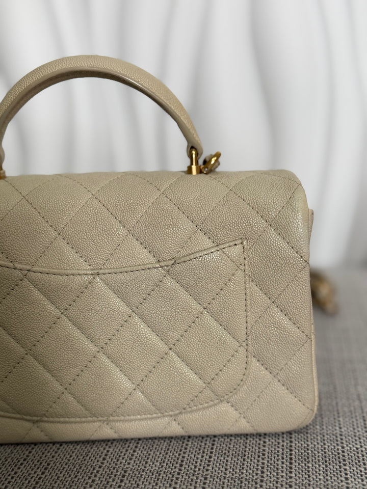 CHANEL 21S series 31 Beige Caviar Aged GHW Mini Rectangular Flap Bag with Top Handle 2021