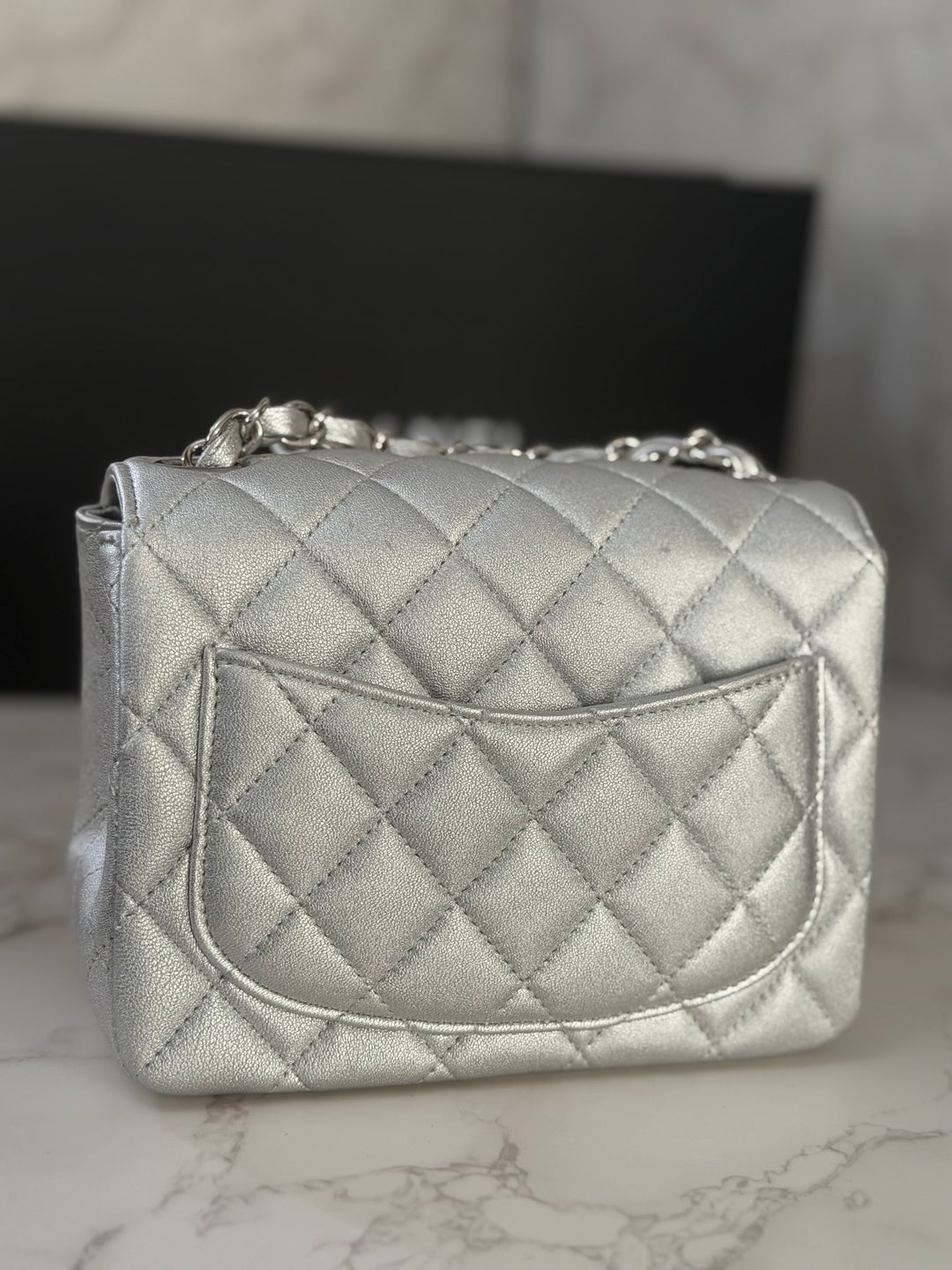Chanel Series 31 21P Collection Iridescent Silver lambskin SHW Square Mini Flap Bag 2021