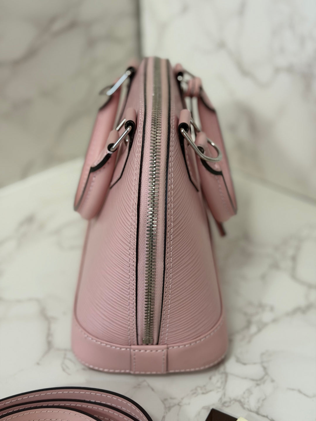 LOUIS VUITTON LV Alma BB in Rose Ballerine Epi Leather with Shiny Silver Hardware 2017
