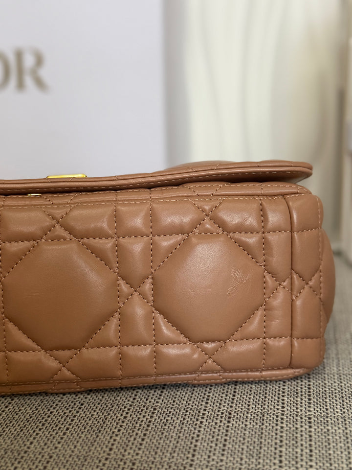Dior Caro Flap Bag in Rose De Ven Calfskin GHW Medium 25 cms