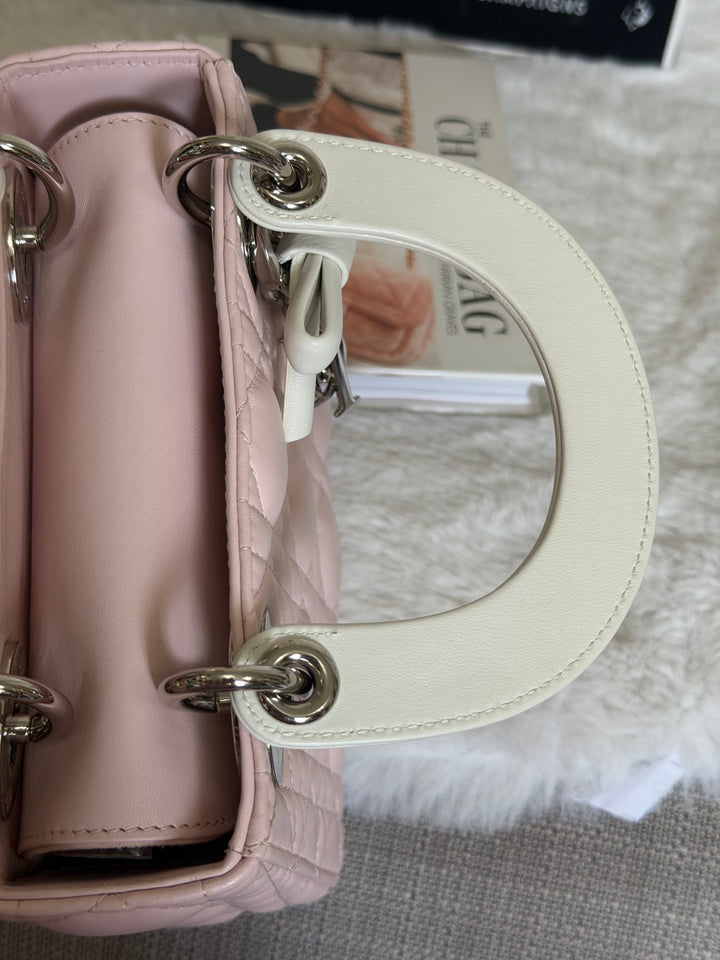 DIOR Mini Lady Dior Two Tone Latte and Rose Tendre SHW 2025