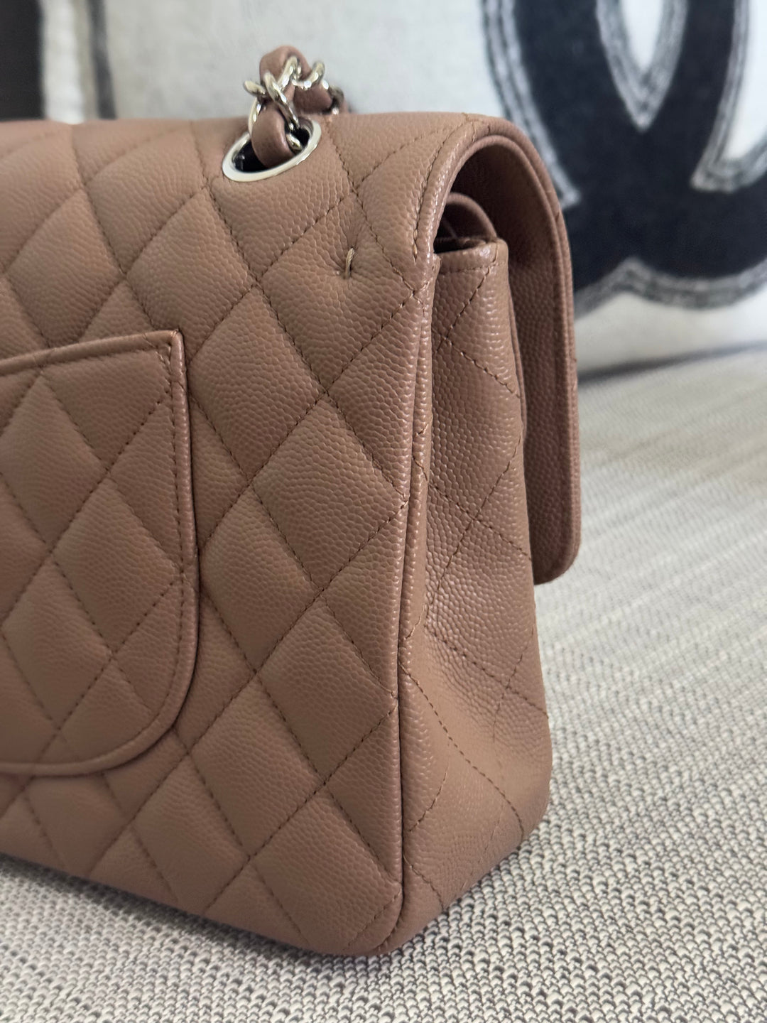 Chanel series 24 17B 2017 Fall/Winter Collection Taupe Caviar SHW Medium ML Timeless Classic Double Flap Bag