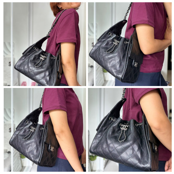 CHANEL 25 Hobo Bag Size SMALL in Black Caviar Ruthenium Hardware 2026