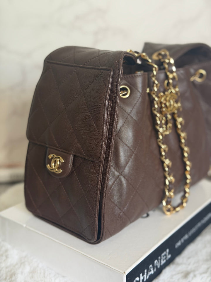 CHANEL 26B Chocolate brown Caviar LGHW 25 Hobo Bag size Small 2026