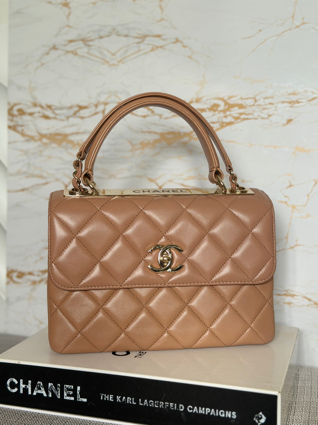 CHANEL series 23 Caramel Dark Beige Lambskin Trendy CC Flap Bag size SMALL with LGHW and detachable strap