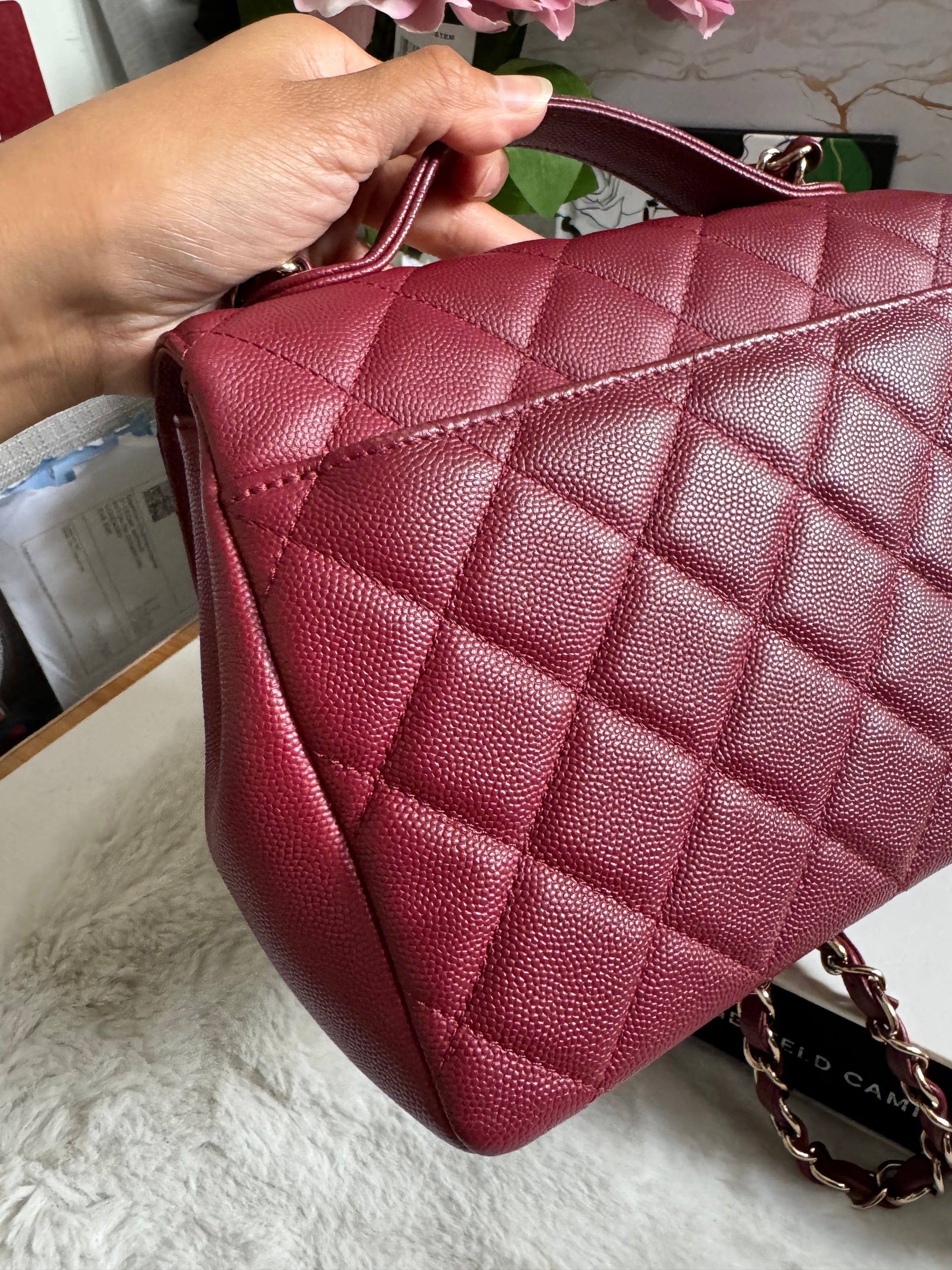 Chanel series 28 19B 2019 Fall Winter Collection Burgundy Caviar LGHW Globalluxcloset