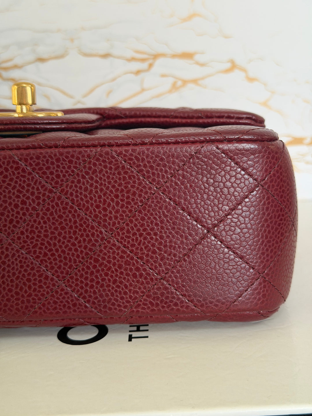 CHANEL series 21 15B collection Burgundy Caviar GHW Mini Rectangular Flap Bag 2015 RARE
