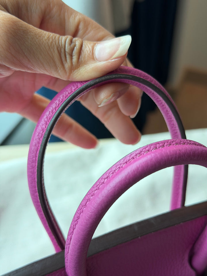HERMÈS Rose Pourpre Togo Leather PHW Birkin 25 stamp C 2017