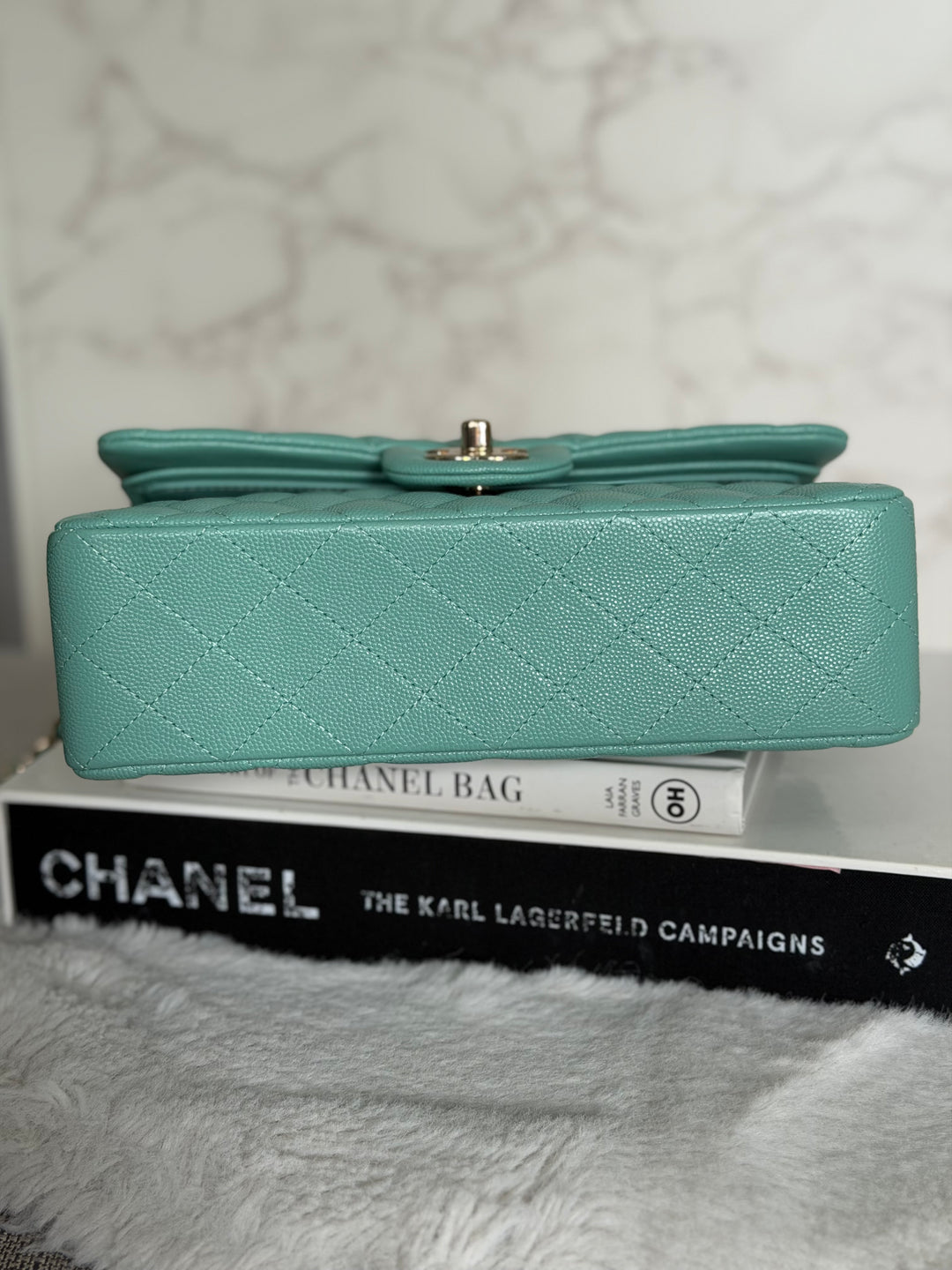 CHANEL 21S series 31 Tiffany Green/Blue Caviar LGHW Small Timeless Classic Double Flap Bag 2021 super rare