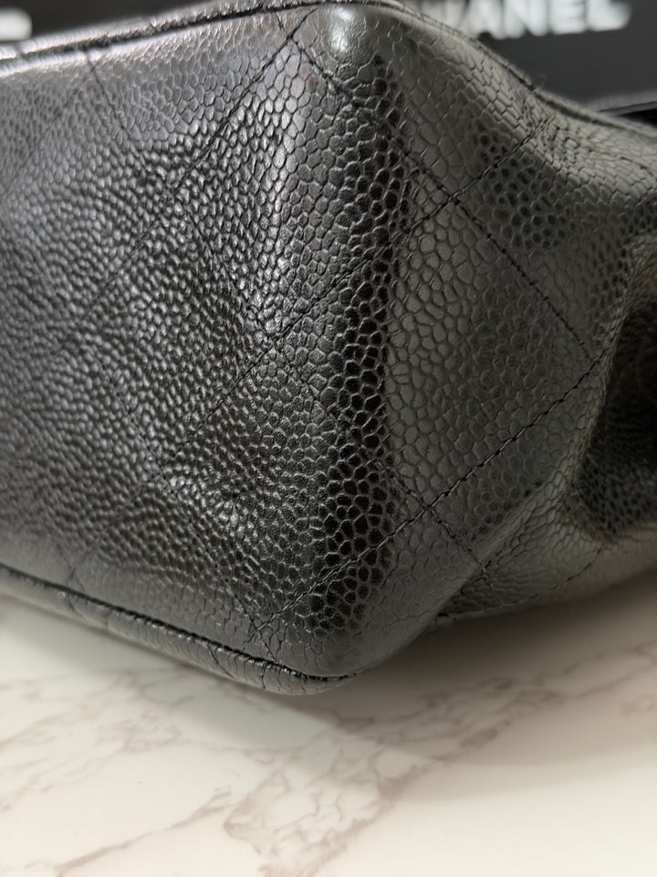 Chanel Series 7 24K GHW Black Caviar Vintage Jumbo Single Flap Bag 2008/2009