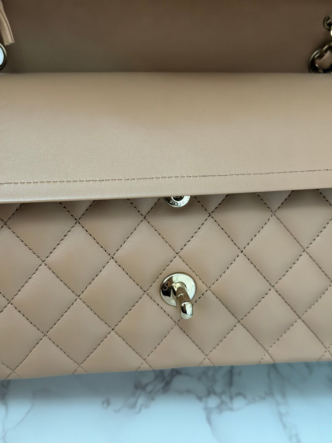 CHANEL 22K collection 2022 Dark Beige Lambskin LGHW Medium ML Timeless Classic Double Flap Bag