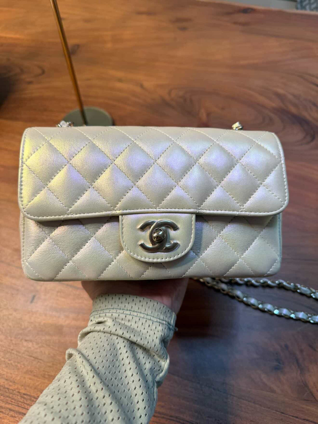 CHANEL series 31 Iridescent Ivory Calf Skin LGHW Mini Rectangular Flap Bag 20B collection 2020