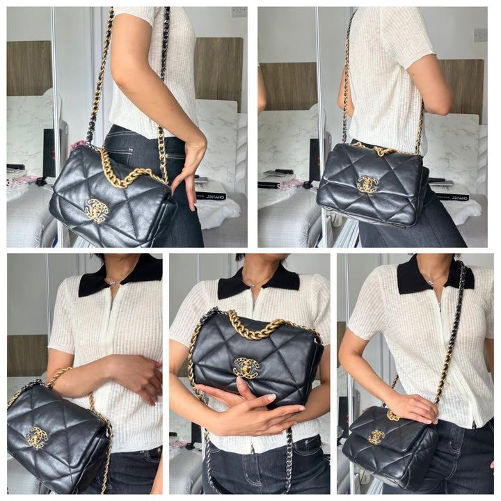 CHANEL series 31 Black Lambskin Mixed HW 19 Flap Bag size SMALL