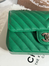 Load image into Gallery viewer, Chanel series 24 (2017) Green Caviar SHW Chevron Mini Rectangular Flap Bag
