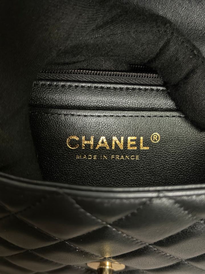 CHANEL Black Lambskin LGHW Mini Rectangular Flap Bag 2025