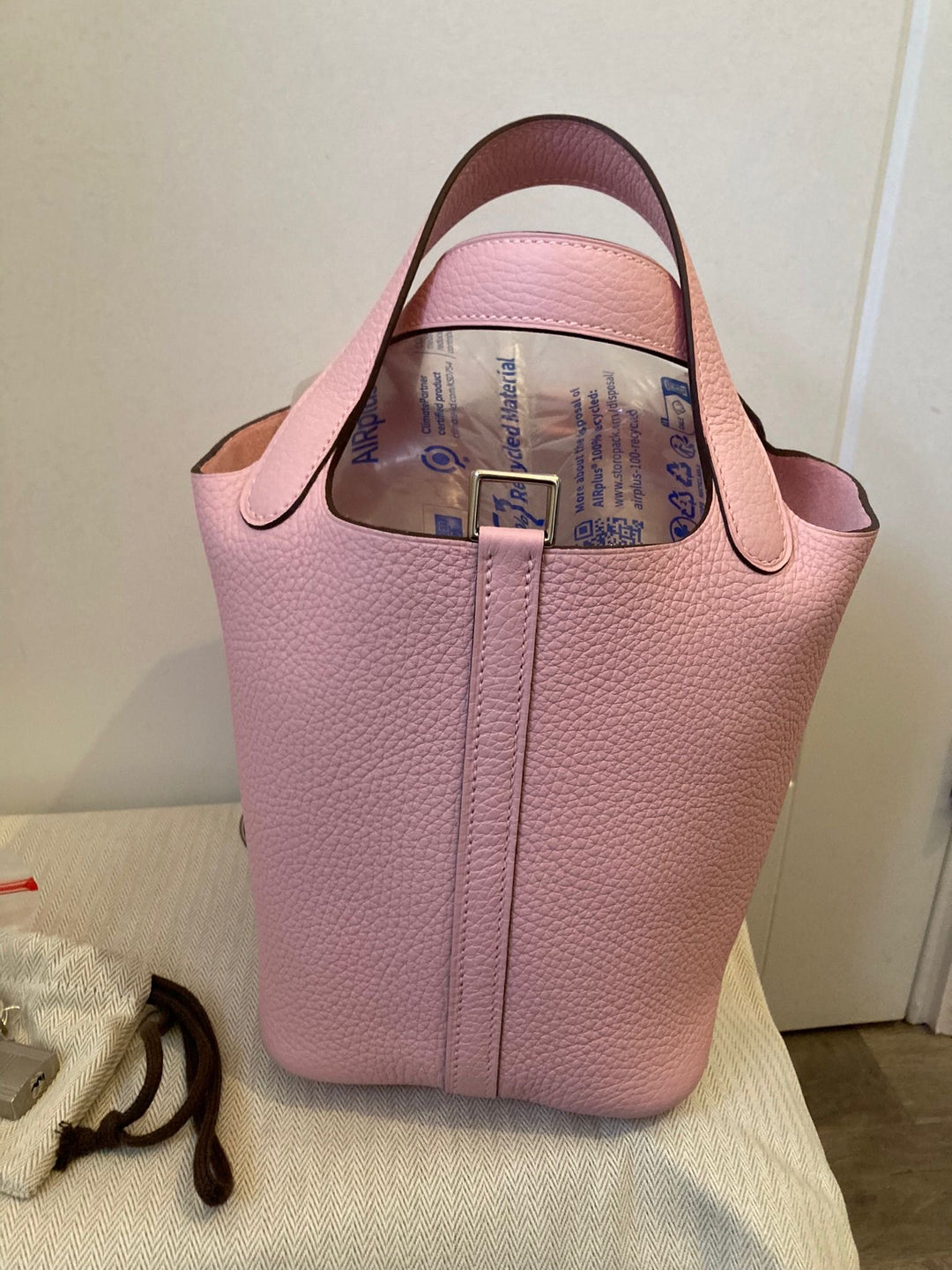 Hermes Rose Sakura Palladium Hardware Picotin 18 (stamp W)