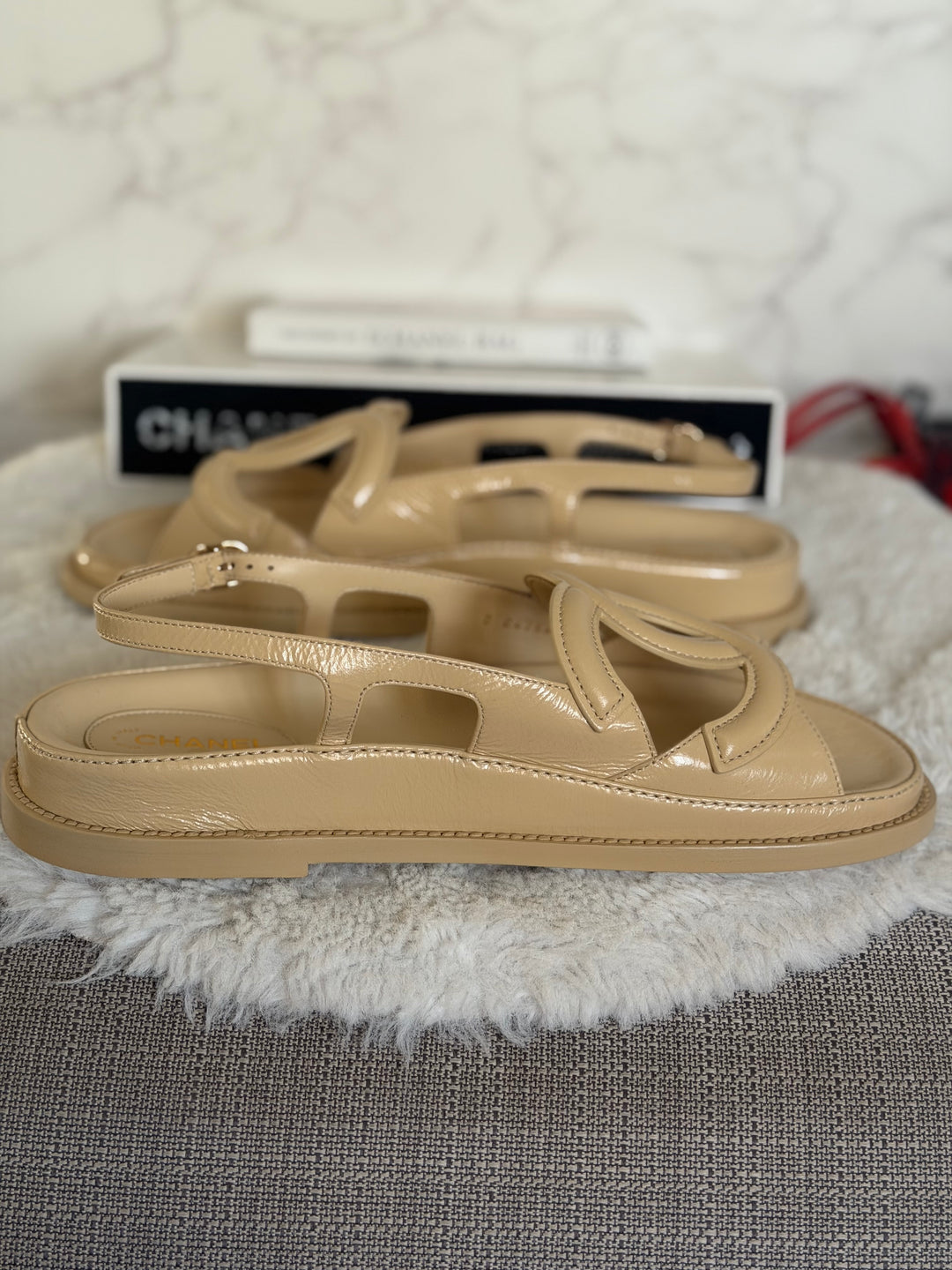 CHANEL Beige Dad’s Sandals 26B 2026 size EU 39