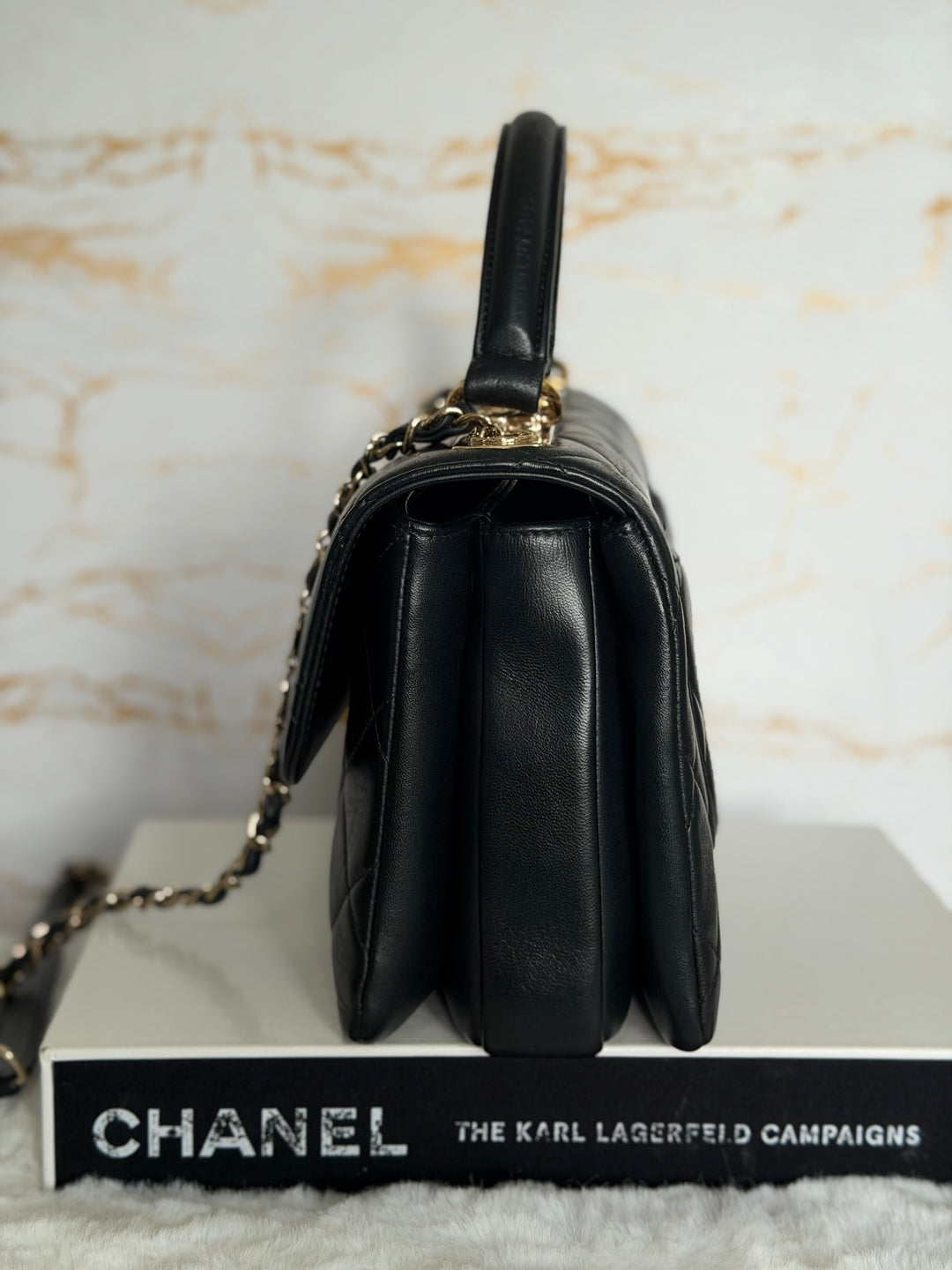 CHANEL Black Lambskin LGHW Trendy CC Flap Bag size SMALL with Non detachable Shoulder strap 2023