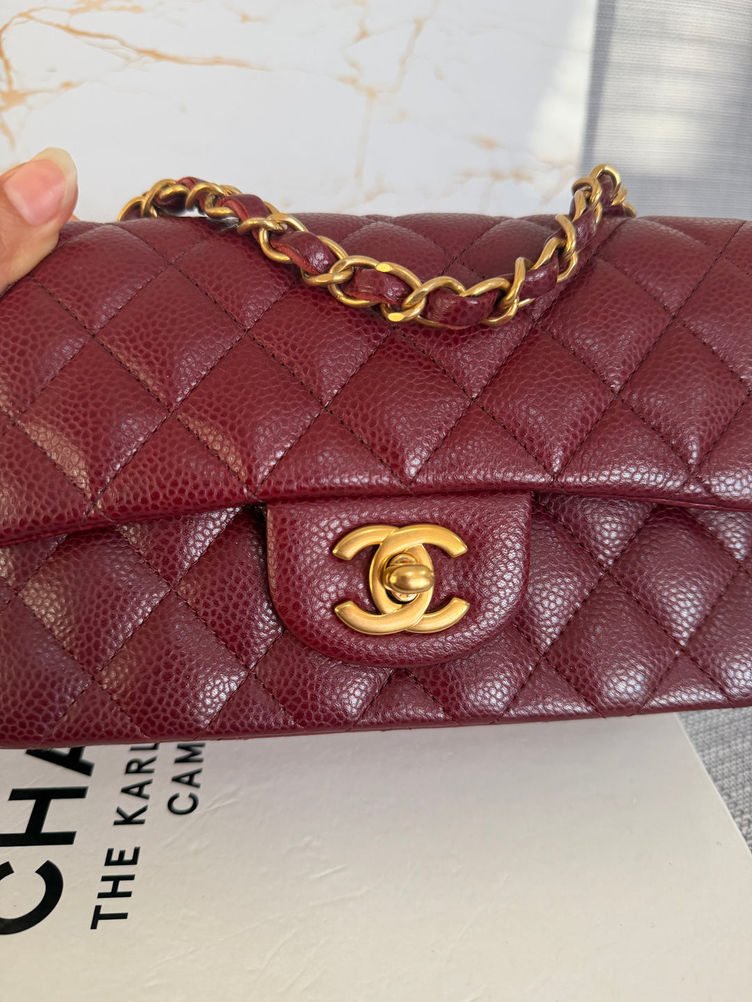 CHANEL series 21 15B collection Burgundy Caviar GHW Mini Rectangular Flap Bag 2015 RARE