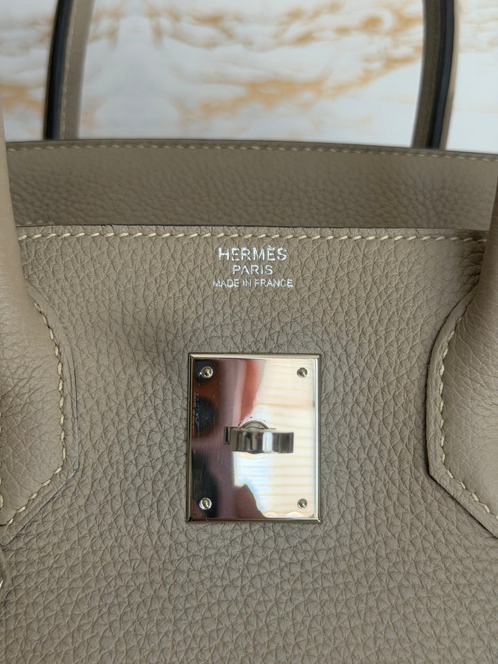 Hermès Gris Tourterelle Togo Leather PHW Birkin 30 Stamp T 2015