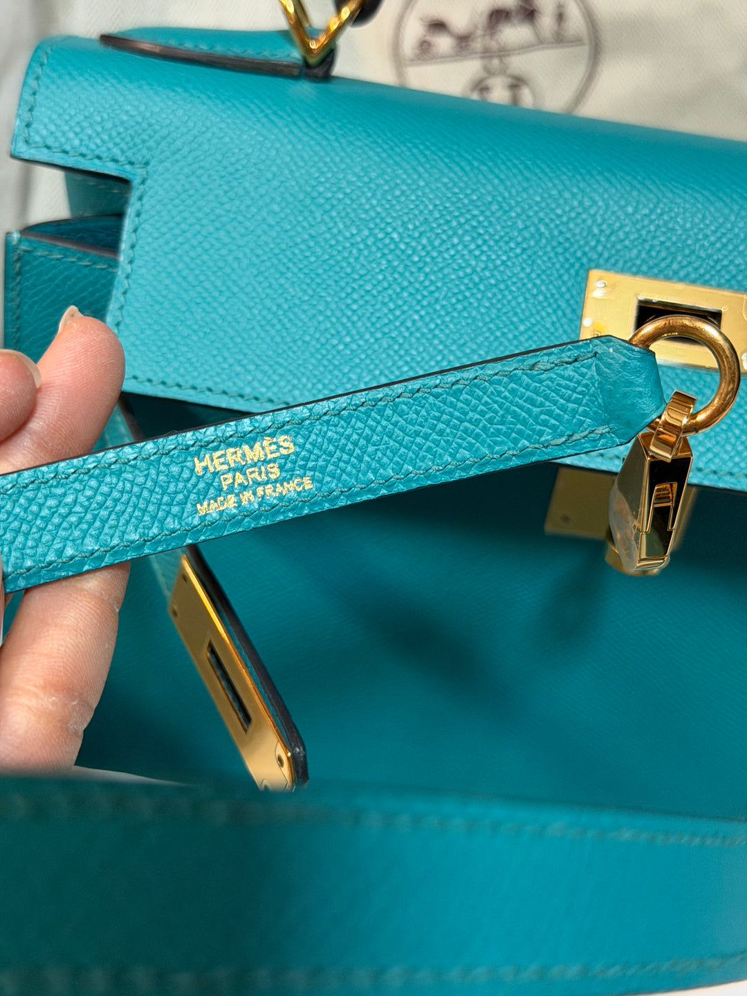 Hermes Kelly 28 Sellier Epsom Leather SO Bleu Paon GHW Stamp D 2019