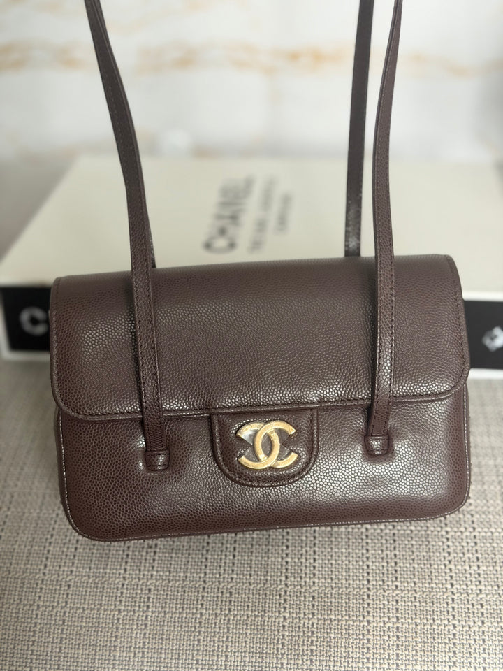 CHANEL Brown Caviar Preppy Mini 26S 2026 with Aged GHW 17 cms