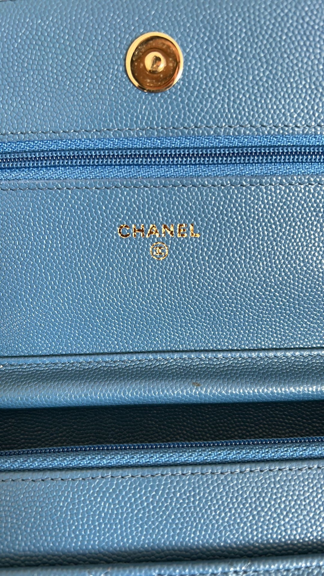 CHANEL series 30 Blue Jean Caviar LGHW Classic Wallet On Chain (WOC) 2020